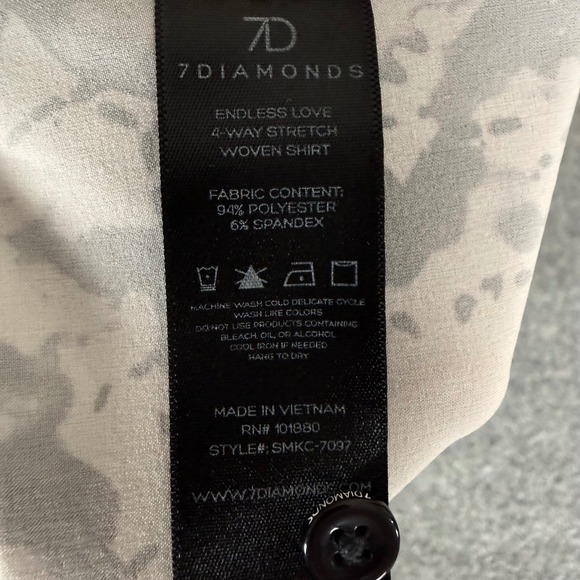 7 Diamonds Shirt Mens XL Geometric Short Sleeve Button Up 4 Way Stretch Casual - Picture 4 of 8